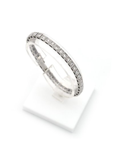 Bracciale tennis Art Déco con 4 carati di diamanti in platino e oro 18 carati, Bracciale Art Déco, Linea di diamanti