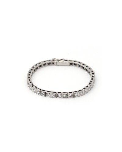 Bracciale tennis Art Déco con 4 carati di diamanti in platino e oro 18 carati, Bracciale Art Déco, Linea di diamanti