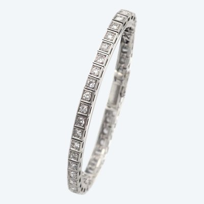 Bracciale tennis Art Déco con 4 carati di diamanti in platino e oro 18 carati, Bracciale Art Déco, Linea di diamanti