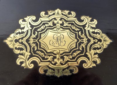 Scatola da gioco in legno d'ebano e intarsio Boulle