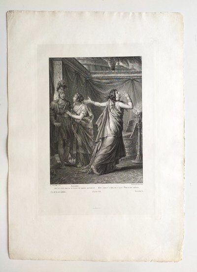 Etching Antique Neoclassical Engraving Ariadne And Alexander After Gérard 19th C Old Print