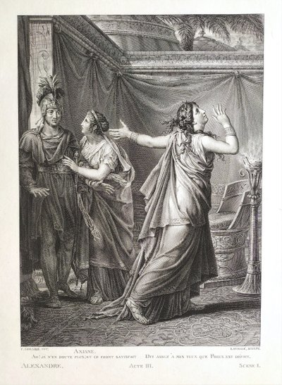 Etching Antique Neoclassical Engraving Ariadne And Alexander After Gérard 19th C Old Print