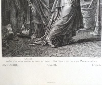 Etching Antique Neoclassical Engraving Ariadne And Alexander After Gérard 19th C Old Print