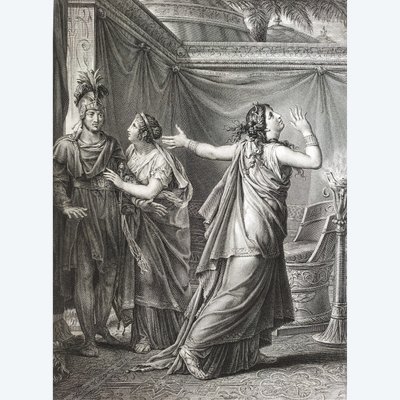 Etching Antique Neoclassical Engraving Ariadne And Alexander After Gérard 19th C Old Print