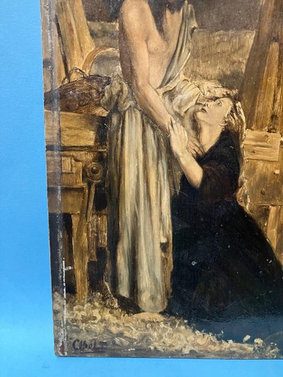 Pittura Cristo e Maria Maddalena Olio su pannello