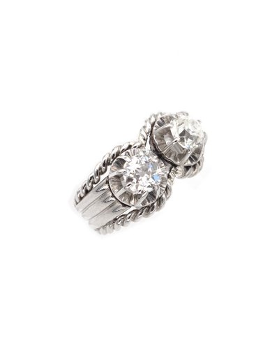Bague diamants Toi Moi Retro en platine, années 1950, taille anciene 0,60 ct et 0,70 ct 