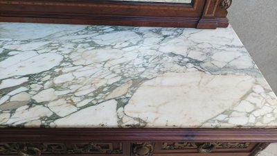 Credenza Luigi XVI impiallacciata in mogano con intarsi in legno pregiato