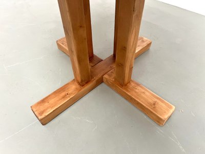Round pine table "Les Arcs - 1970".