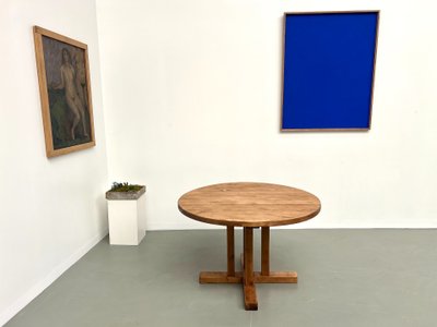 Round pine table "Les Arcs - 1970".