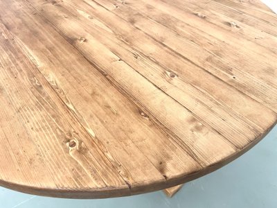 Round pine table "Les Arcs - 1970".