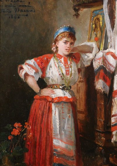 Félix-Joseph BARRIAS 1822-1907 Femme italienne dans son intérieur, tableau, 1886, romantisme
