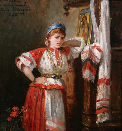 Félix-Joseph BARRIAS 1822-1907 Femme italienne dans son intérieur, tableau, 1886, romantisme