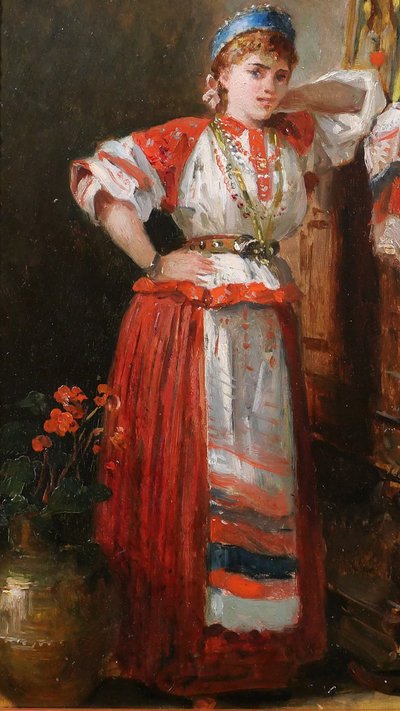 Félix-Joseph BARRIAS 1822-1907 Femme italienne dans son intérieur, tableau, 1886, romantisme