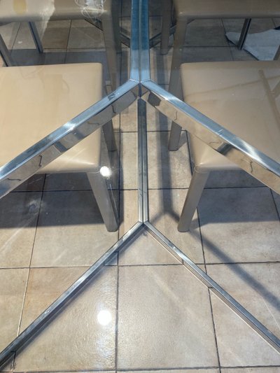 Gallotti & Radice Table rectangulaire en verre et acier chromé