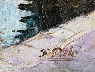 Tableau HST "Marine - vue du port de Menton" par Felix PILLE (1848-1919)