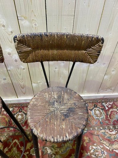 Continuation of 3 steel bar stools and straw