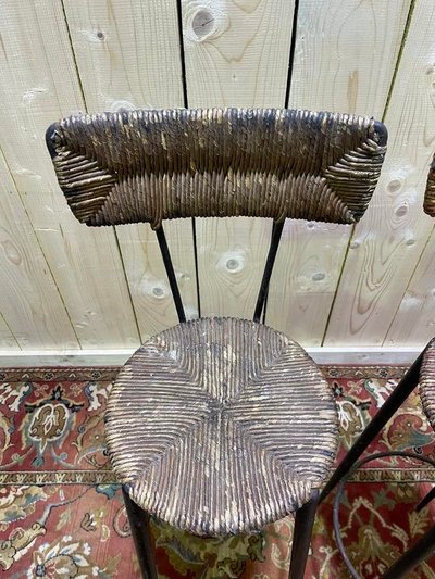 Continuation of 3 steel bar stools and straw
