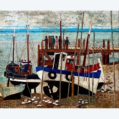 François Szulman (b. 1931), painting Vue d'Un Port De Pêche dated 1977.