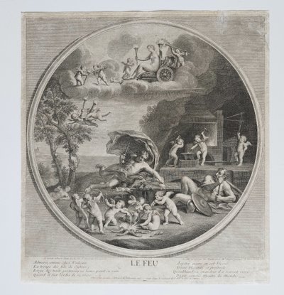 le  Feu allégorie Gravures Mythologiques 18ème d'Après l'Albanne