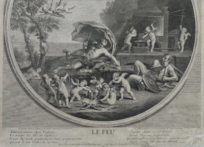 le  Feu allégorie Gravures Mythologiques 18ème d'Après l'Albanne
