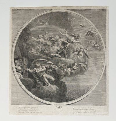 The Air Allegory Etching Mythological Engravings  After Albanne 18th C Old Print