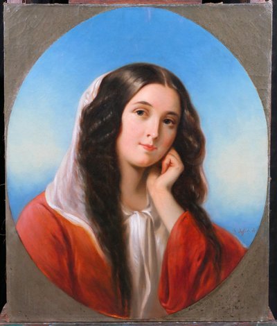 Charles JAFFARD 1819-1882 Portrait de femme, tableau, 1850, romantisme