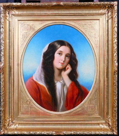Charles JAFFARD 1819-1882 Portrait de femme, tableau, 1850, romantisme