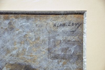 Alphonse Lévy dit Alan Levy pastel original scène de taverne entre un musulman et un juif