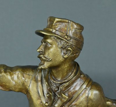 Important Bronze "La Défense du Drapeau" by C. Anfrie - 2nd half of the 19th century