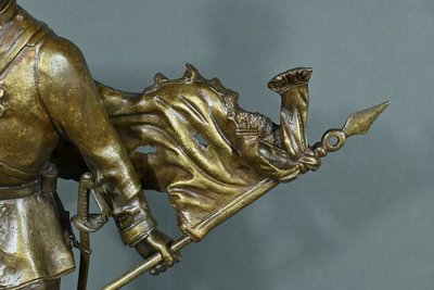 Important Bronze "La Défense du Drapeau" by C. Anfrie - 2nd half of the 19th century