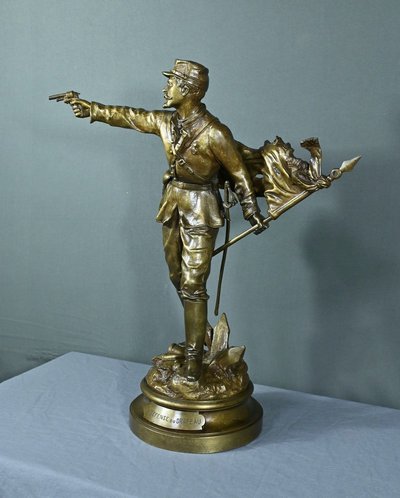 Important Bronze "La Défense du Drapeau" by C. Anfrie - 2nd half of the 19th century