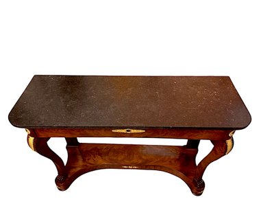 Console impero in mogano e bronzo dorato