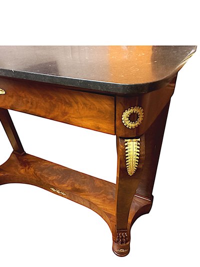 Console impero in mogano e bronzo dorato