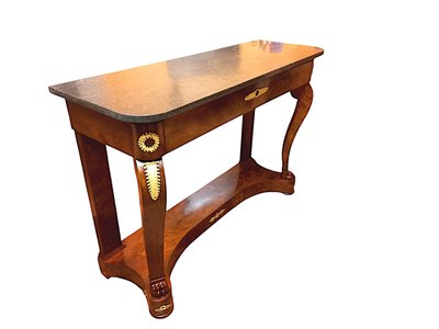 Console impero in mogano e bronzo dorato