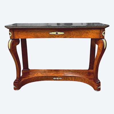 Console impero in mogano e bronzo dorato