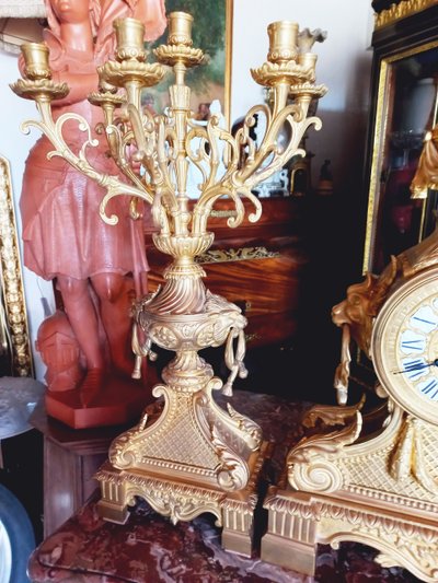 Important Louis XVI style mantel set XIXth century