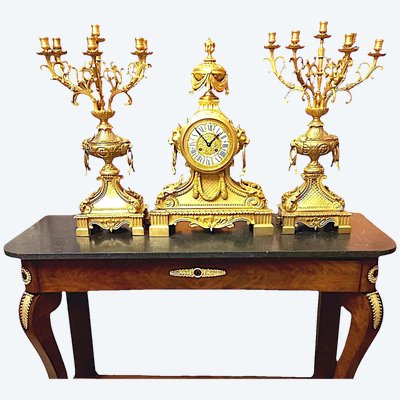 Important Louis XVI style mantel set XIXth century