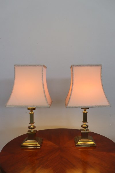 Goldene Nachttischlampen, 1970er, 2er Set