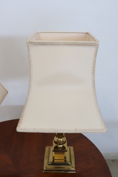 Goldene Nachttischlampen, 1970er, 2er Set