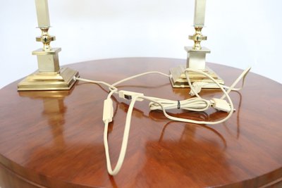 Goldene Nachttischlampen, 1970er, 2er Set