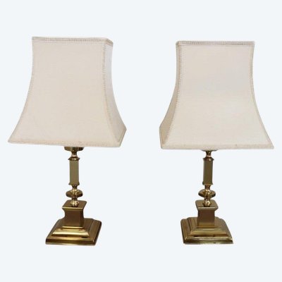 Goldene Nachttischlampen, 1970er, 2er Set