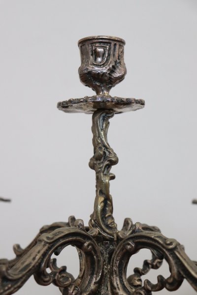 Candleholders In Silvered Metal, 1980s, Set Of 2
