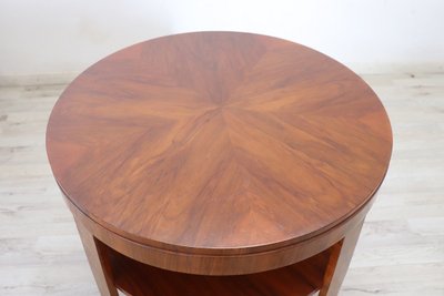 Art Deco Round Coffee Table In Walnut, 1930s