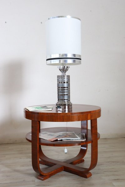 Art Deco Round Coffee Table In Walnut, 1930s