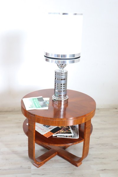 Art Deco Round Coffee Table In Walnut, 1930s