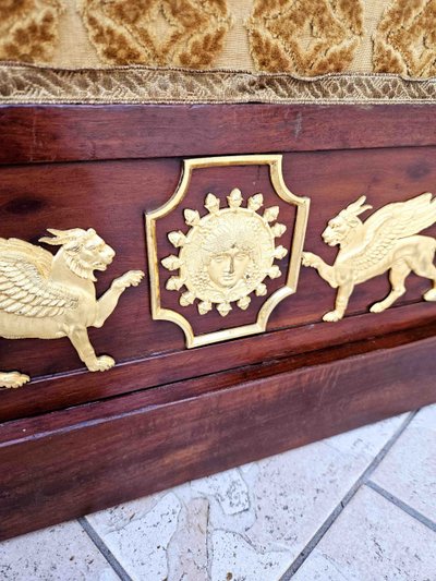 Empire Era Mahogany And Gilt Bronze Mercury Bench Seat