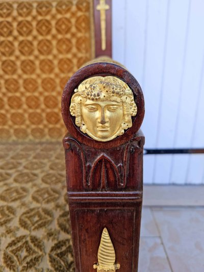 Empire Era Mahogany And Gilt Bronze Mercury Bench Seat