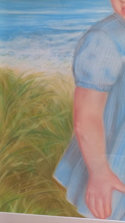 Ritratto di ragazza sulla spiaggia / pastello