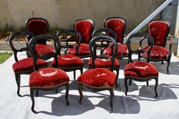 Suite Of Ten (10) Napoleon III Seats, 19th Century