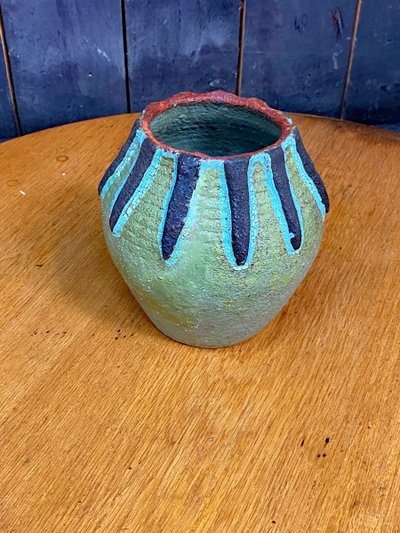 Accolay , Enamelled Earthenware Vase, Monogrammed , Circa 1960